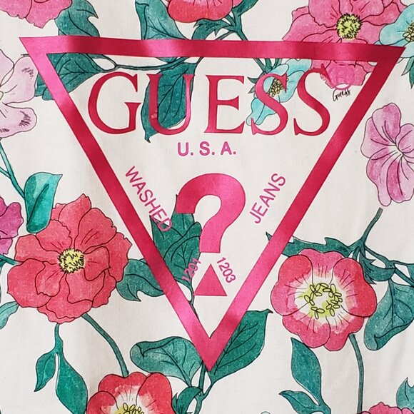 Guess Girls Logo Sweatshirt ~ Floral Pink ~ Size 12/14 years ~ EUC ~ - Picture 3 of 5